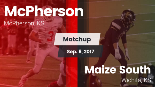 McPherson Bullpups on the left and Maize South Mavericks on the right.