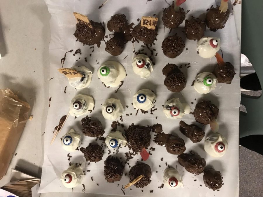 All the decorated brownie bites.