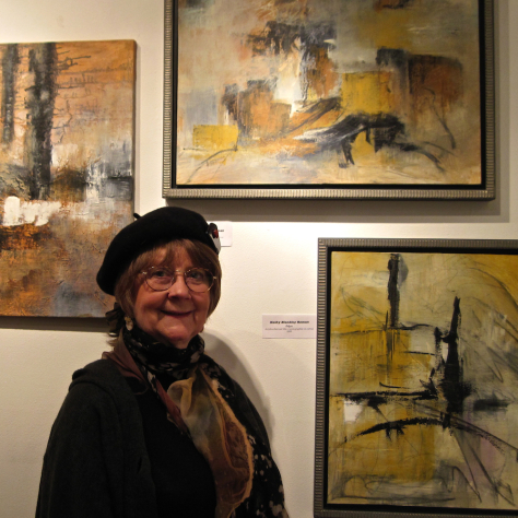 Photograph owned by Kathy Roman, Taken in front of her art pieces in her gallery