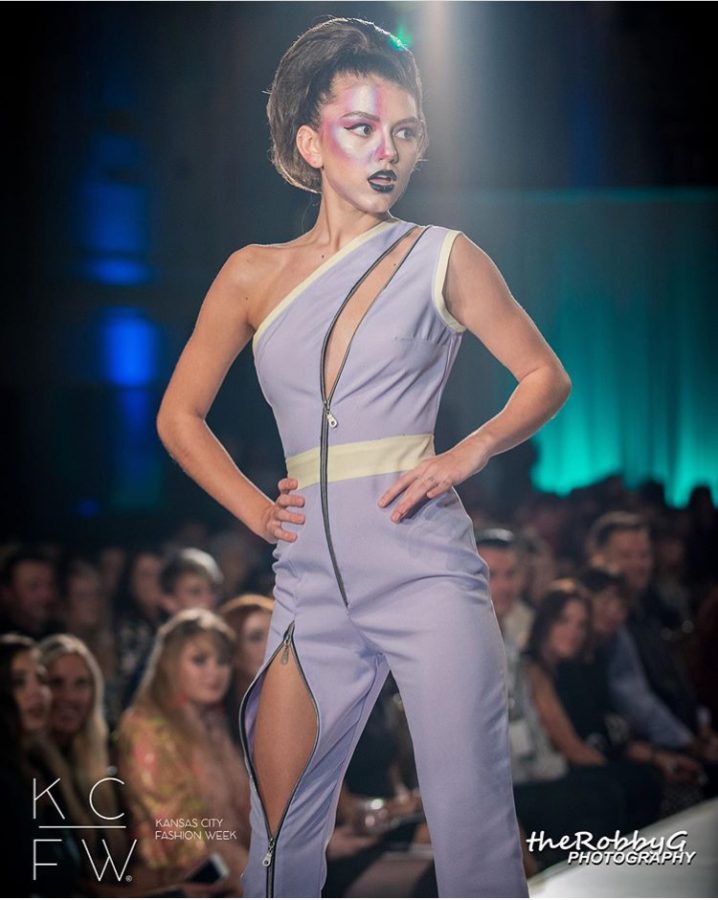 Taylor Buehrle modeling at Kansas City Fashion Week, living her career dream. 
