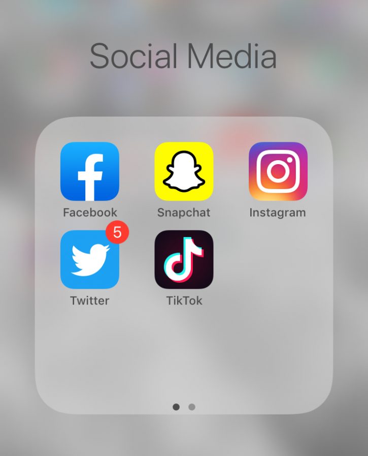 Screenshot of social media apps and sites on an I phone. 