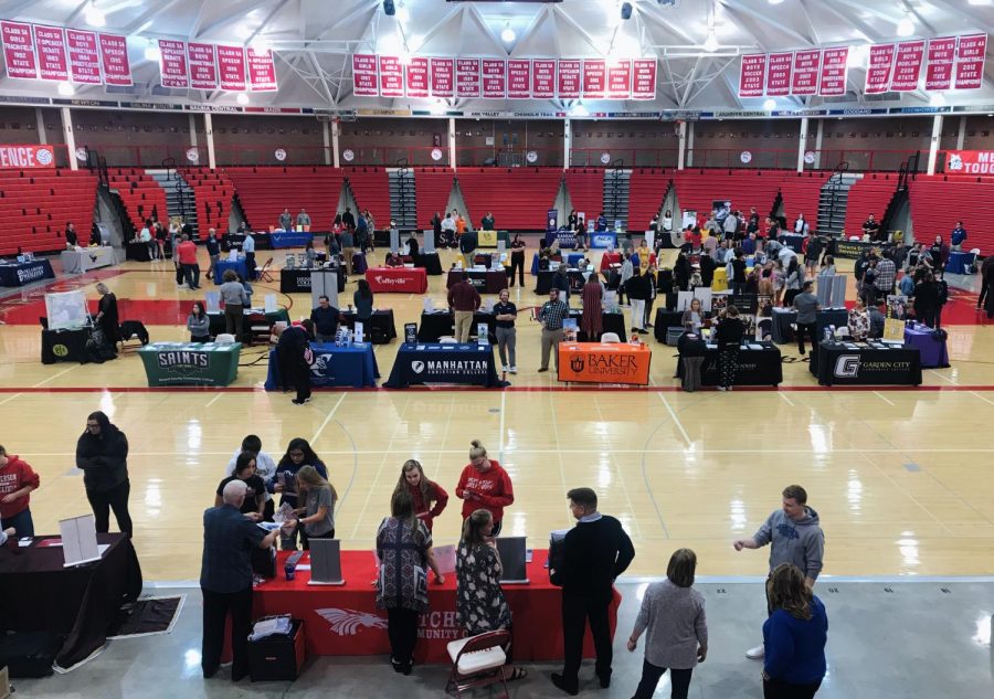College fair at the McPherson High School gives great opportunities for students to learn more about their school of choice. 
