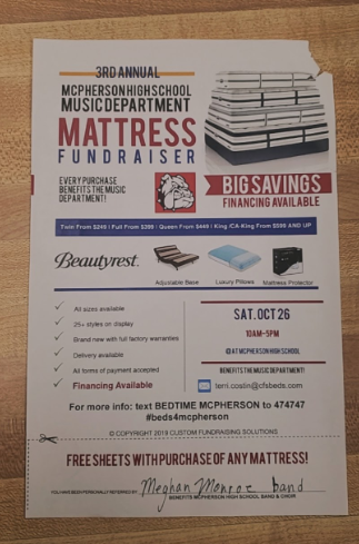 McPherson High School Band Mattress Fundraiser Flyer
