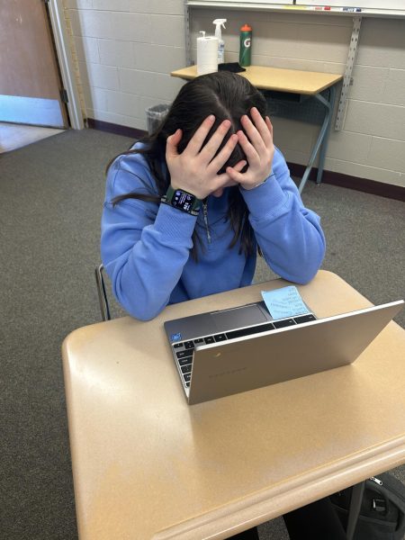 student very stress about her test. 