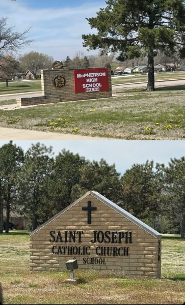 McPherson High School, the local public high school and St. Joseph Elementary, the local private elementary school