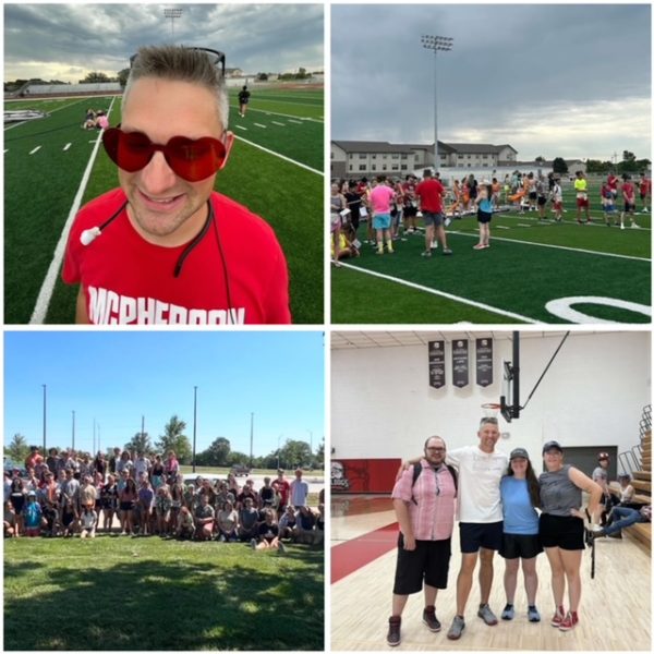 Collage of Kyle Unruh, the Mcpherson High School band, and MHS music department directors.